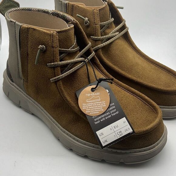 HEY DUDE Boris Eco Casual Shoe Comfort Boots - Tobacco - Men's Size 8- NWB‎ - Picture 1 of 11
